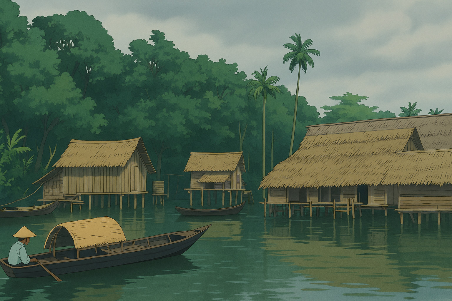 Peaceful Riverside Village in Malaysia